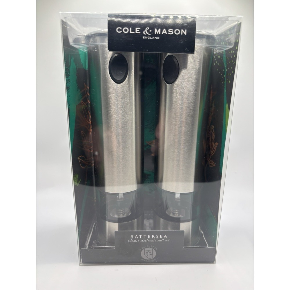 Cole & Mason Battersea 8" Stainless Steel Electronic‎ Salt Pepper Mill Gift Set